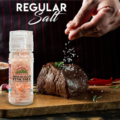 Himalayan Salt and Pepper Grinder Set with Stainless Steel Rack 5.3oz | HIMALAYAN CHEF